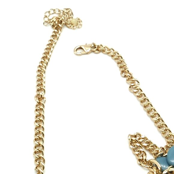 Vintage-Look SHB Blue Acrylic Beaded Necklace Gold-tone Chain NWOT - Picture 7 of 14